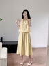 VEGA CHANG连衣裙女2025夏季新款假两件设计感休闲简约圆领背心裙 蜜蜡黄 L 实拍图