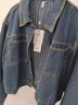 对白新复古回潮丹宁竖条纹牛仔外套女2025秋新款小个子宽松短款上衣 牛仔蓝 L 实拍图