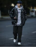 迪伽达美式复古夹克男韩版潮流时尚秋冬新款皮衣男ins宽松百搭个性外套 WYXH-Y7714黑色 常规 2XL [建议120斤-135斤】 实拍图