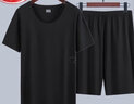 浪莎（LangSha）品牌【超薄冰丝凉感】夏季新款男家居服睡衣男士无痕t恤短袖套装 N88男套装 黑色 XL 建议120-140斤 【24H速发】 实拍图