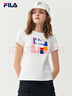 FILA 斐乐女装官方女士短袖T恤夏季休闲运动内搭t恤运动上衣 标准白-F11W118151F L （170/88A/L） 实拍图