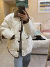 棉致菱格翻领撞色加厚棉服女冬季新款棉衣外套羽棉袄绒服小个子面包服 803米白色【高品质35】 L 125-150斤 实拍图