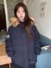 羽绒棉服女冬季2026年新款派克服女小个子可拆卸毛领棉袄百搭外套 藏青色 【加厚抗寒不跑棉】 M 【推荐100-120斤】 实拍图
