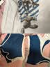 栢启歆泳衣泡温泉女分体式保守泳衣三件套罩衫防晒宽松遮肉肚子大码泳装 蓝色字母分体三件套【80-120斤】 实拍图
