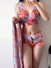 广月蓝2023泳衣女仙气比基尼bikini分体三件套保守显瘦遮肚性感温泉泳装 26001蓝色 L （适合100-110斤） 实拍图