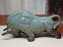 木客 中式生肖牛陶瓷小摆件创意牛气冲天中式家居玄关博古架摆设 办公室老板桌面手工艺品装饰摆放 势不可挡（蓝釉款） 实拍图