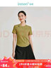 茵曼（INMAN）新中式盘扣印花T恤2025夏季女装新款珠扣短袖修身显瘦上衣 浅绿花 XL 实拍图