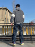 gxmy羊羔绒棉衣男冬季潮牌连帽棉服男士外套搭配衣服男装棉袄三件套 Y017灰色+棉白T+加绒灰卫裤 XL 【适合120-140斤】 实拍图