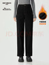 深呼吸DEEP BREATH女装撞色大口袋高腰直筒休闲加绒牛仔长裤女A100298 黑 XL (5) 实拍图