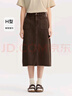 森马（Semir）森柔牛仔|牛仔半身裙女开叉长裙显腿长秋盐系复古直筒裙潮酷 深咖啡50954 L 实拍图