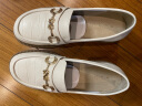 百思图商场同款白色乐福鞋一脚蹬皮鞋女浅口单鞋WHX12AA2 米白 37 实拍图