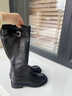 ZHR长筒靴女时尚褶皱骑士靴女冬加绒显高厚底女靴 BL323A 黑色 37  实拍图