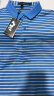 梦特娇（MONTAGUT）条纹短袖T恤男士高端t恤桑.蚕.丝P.O.LO衫中青年宽松半袖休闲翻领 蓝色 175/XL140-150斤 晒单实拍图