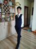 罗蒙高端免烫抗皱西服套装男士商务休闲婚礼正装西服外套上衣服男装 藏青套装+马甲+衬衫+大礼包 M 实拍图