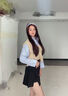 萝美酱春秋半身裙女包臀裙裤胖mm新款短裙高腰显瘦不规则开叉a字裙宽松 黑色 M 【建议90-100斤】 实拍图