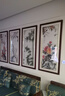紫腾随轩梅兰竹菊挂画新中式四联壁画中国风四条屏客厅沙发背景墙画装饰画 图3 60*120cm*4红木色实木框 实拍图