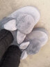 回力包跟冬季保暖家居棉拖鞋女 居家室内棉鞋 卡通可爱厚底带后跟毛拖鞋加绒加厚月子鞋 灰色 36-37码（适合35-36的脚穿） 实拍图