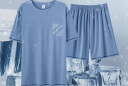 浪莎男士睡衣莫代尔冰丝可外穿夏季圆领简约休闲家居服套装 浅蓝 XXL 晒单实拍图