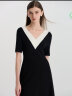 歌莉娅预售| 春季新品  撞色V领连衣裙  1C3C4G1T0 00B黑色（预计5月20日发货） M（预计5月20日发货） 晒单实拍图