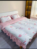 雅鹿水洗棉花边四件套公主风床单被套家用宿舍床裙被罩裸睡床上用品 可爱萌宠米【软糯亲肤放心裸睡】 1.5m 床裙款 四件套-被套200*230cm 实拍图