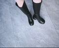 ZHR靴子女冬季韩版粗高跟长筒靴女加绒保暖骑士靴女 JF97A 黑色 40  实拍图