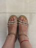 达芙妮波西米亚坡跟凉鞋女夏季新款仙女风女鞋软底一字带舒适平底沙滩鞋 杏色 38 实拍图