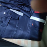 浩赢 男女工作服工地耐磨春秋冬季工厂汽修长袖上衣劳保服定制绣字 小拉锁立领反光条藏蓝色 175-套装（上衣+裤子） 实拍图
