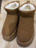 西遇厚底雪地靴女2023新款冬季休闲短靴增高加厚加绒保暖东北棉鞋 棕色 35 实拍图