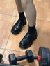 花丫花丫圆头小皮鞋女厚底乐福单鞋女2024黑色学院风jk小皮鞋女英伦鞋子女 哑光黑【39码】偏大半码 实拍图