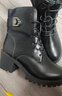 啄木鸟2025年新款冬季马丁靴女真皮厚底防水台高跟粗跟显瘦靴短靴 黑色加绒 40 实拍图