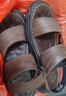骆驼（CAMEL）男士商务两穿头层牛皮沙滩凉拖鞋 G13M211017 深棕 40  晒单实拍图