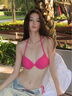 OMOM性感修身比基尼两件套女游泳衣显瘦辣妹度假泡温泉泳装 玫粉 M 实拍图