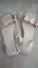 品牌清仓断码真皮凉鞋女夏季平底一字带粗跟仙女百搭裙子低跟 米白色 34 实拍图