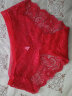 浪莎（LangSha）性感女士内裤女本命年大红色4条装蕾丝镂空三角纯棉裆短裤头 XL 晒单实拍图