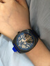 马克华菲（FAIRWHALE）手表男士机械表全自动方形透底陀轮双面镂空夜光防水腕表国潮男表 黑壳蓝面硅胶 实拍图