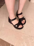 断码品牌真皮凉鞋女2023夏季新款软底百搭女鞋休闲防滑沙滩鞋 黑色 38 实拍图