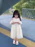 小野七天女童夏装连衣裙2024新款夏天裙子儿童露肩公主裙小女孩夏季雪纺裙 儿童米白连衣裙 120 实拍图