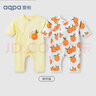 aqpa【195g新疆棉】新生婴儿连体哈衣春秋纯棉衣服宝宝和尚服0-6 心想事橙 52cm 实拍图