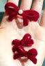 清新甜美丝绒植绒珍珠蝴蝶结发夹边夹 大号-1对红色 实拍图