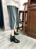 富贵鸟真皮女鞋夏季皮鞋女粗跟网纱短靴子高跟鞋女士百搭妈妈鞋楼空凉鞋 黑色0031-3N（跟4cm) 39 实拍图