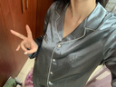 金三塔商场同款真丝睡衣女两件套100%桑蚕丝宽松情侣丝绸睡衣套中秋礼物 雾霾兰（重磅19姆米） 2XL 实拍图