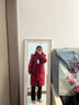 雪中飞新款百搭经典立体大口袋按扣袖口女士中长款连帽羽绒服女 酒红色|8882 S 160/84A 实拍图
