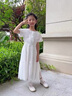 G.duck童装女童连衣裙夏季儿童公主裙韩版时尚23新款小女孩泡泡袖雪纺裙 白色 150 尺码11~12岁【140-150cm】 实拍图
