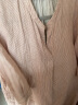 无印良品（MUJI） 女式 木棉混双层纱织五分袖束腰长上衣内搭罩衫衬衫BC2J1C4S 烟熏橙色条纹 M(160/84A) 晒单实拍图