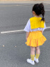 罗蒙六一儿童演出服男女童幼儿园小学生运动会开幕式团体表演服装 短袖+短裙+披肩+袜子（黄色） 120cm 晒单实拍图
