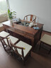 锦榆园老榆木实木茶桌椅组合办公室家用茶几一体现代简约功夫禅意泡茶台 1.5米茶桌+1围椅+4月牙椅/小石盘 实拍图