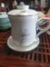 金岚玉唐山骨瓷指环金把手茶漏杯烫金杯茶杯带盖带茶隔包金工艺马克杯 玉兰花开-茶漏杯1个 实拍图