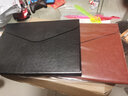 朗捷资料册a4皮质文件袋升级加厚立体袋a4平板包文件包手提大容量公文袋合同票据收纳定制logo 无手提（棕色） 实拍图