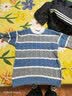 港蒂湾毛衣男冬季加厚港风复古麻花条纹圆领毛衣外套男宽松慵懒风情侣 蓝色 2XL-155-175斤 实拍图