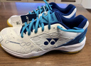 YONEX尤尼克斯羽毛球鞋yy入门级训练减震动力垫男女SHB101CR白/蓝 40码 实拍图